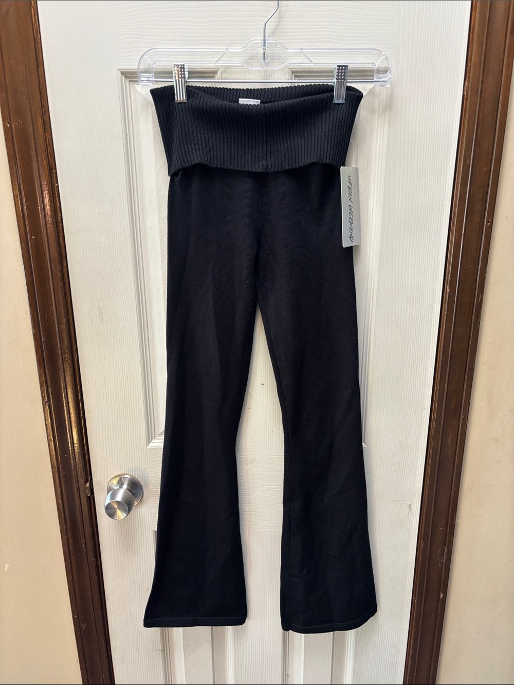 Black Wide Leg Fold-Over Waist Pants